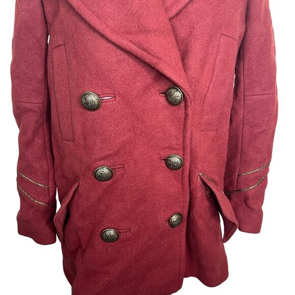 Free People Sedgwick Peacoat Military Style Wool Jacket Faux Fur Collar Size XS - Picture 6 of 9